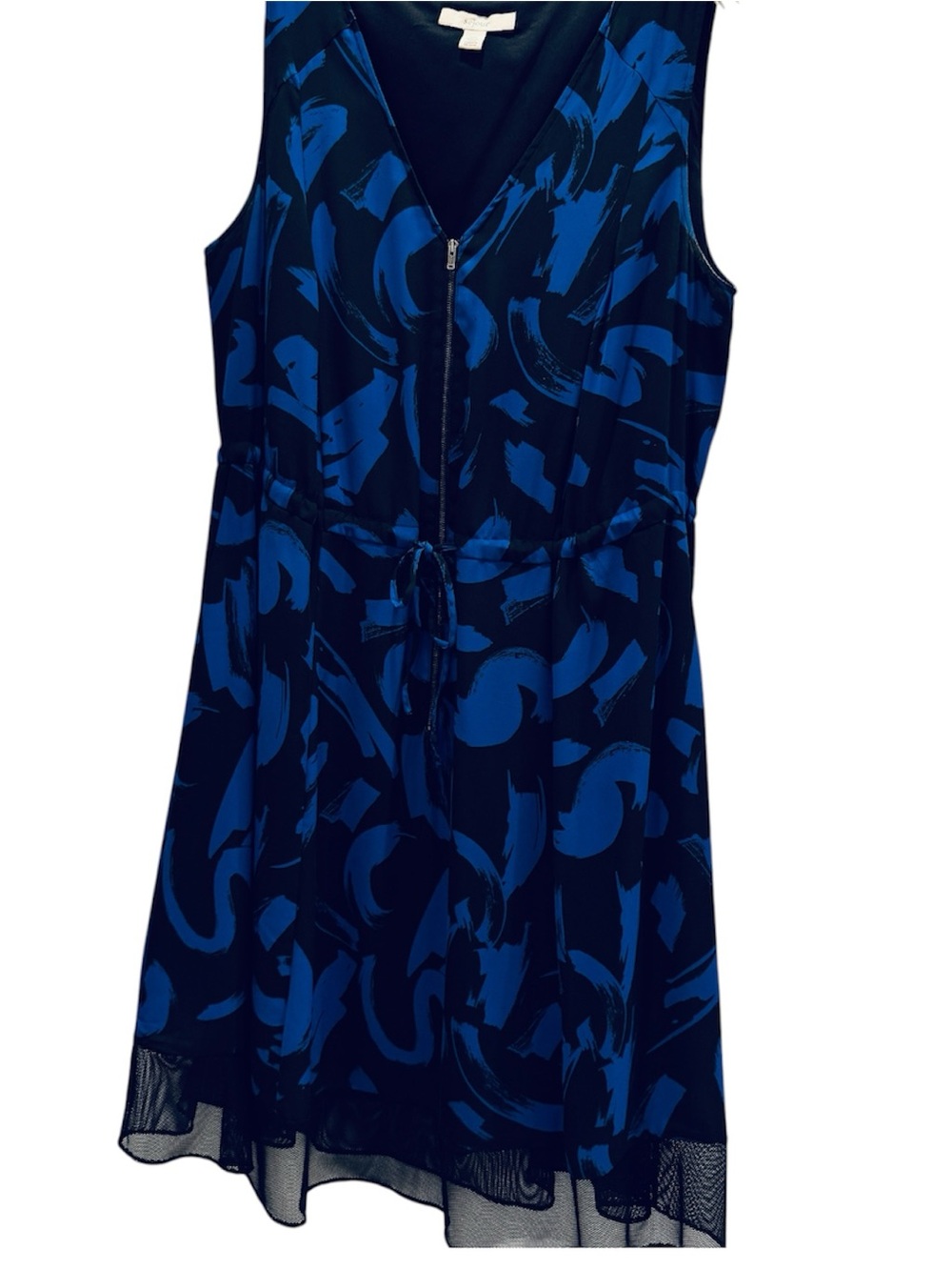 Sejour 16W, Cobalt Brushstroke V-Neck Dress